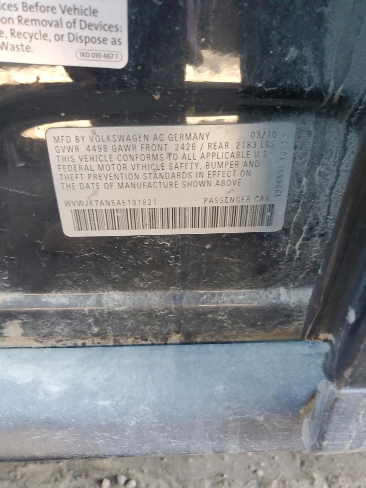 2010 Volkswagen Passat VIN WVWJK7AN5AE131821 Copart auction photo, front end damage thumbnail 12