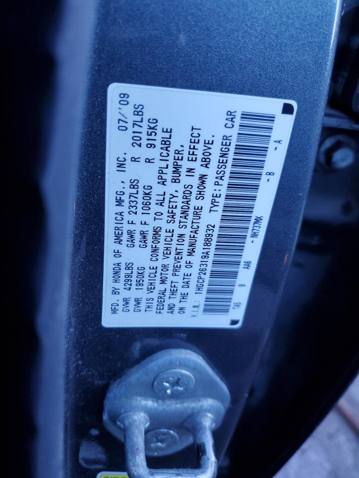 2009 Honda Accord VIN 1HGCP26319A188932 Copart auction photo, rear end / minor dent/scratches damage thumbnail 13