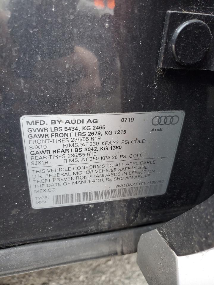 2019 Audi Q5 VIN WA1BNAFY5K2139250 Copart auction photo, front end damage thumbnail 14