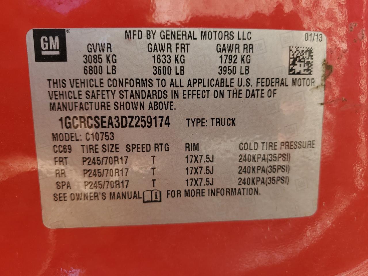 2013 Chevrolet Silverado VIN 1GCRCSEA3DZ259174 Copart auction photo, front end damage thumbnail 15