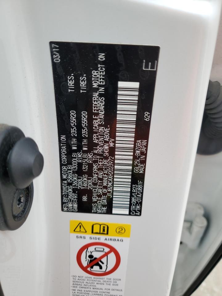 2017 Lexus RX VIN JTJBZMCAXH2023972 Copart auction photo, rear end / front end damage thumbnail 14