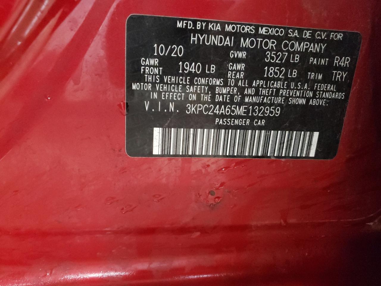 2021 Hyundai Accent VIN 3KPC24A65ME132959 Copart auction photo, front end damage thumbnail 13