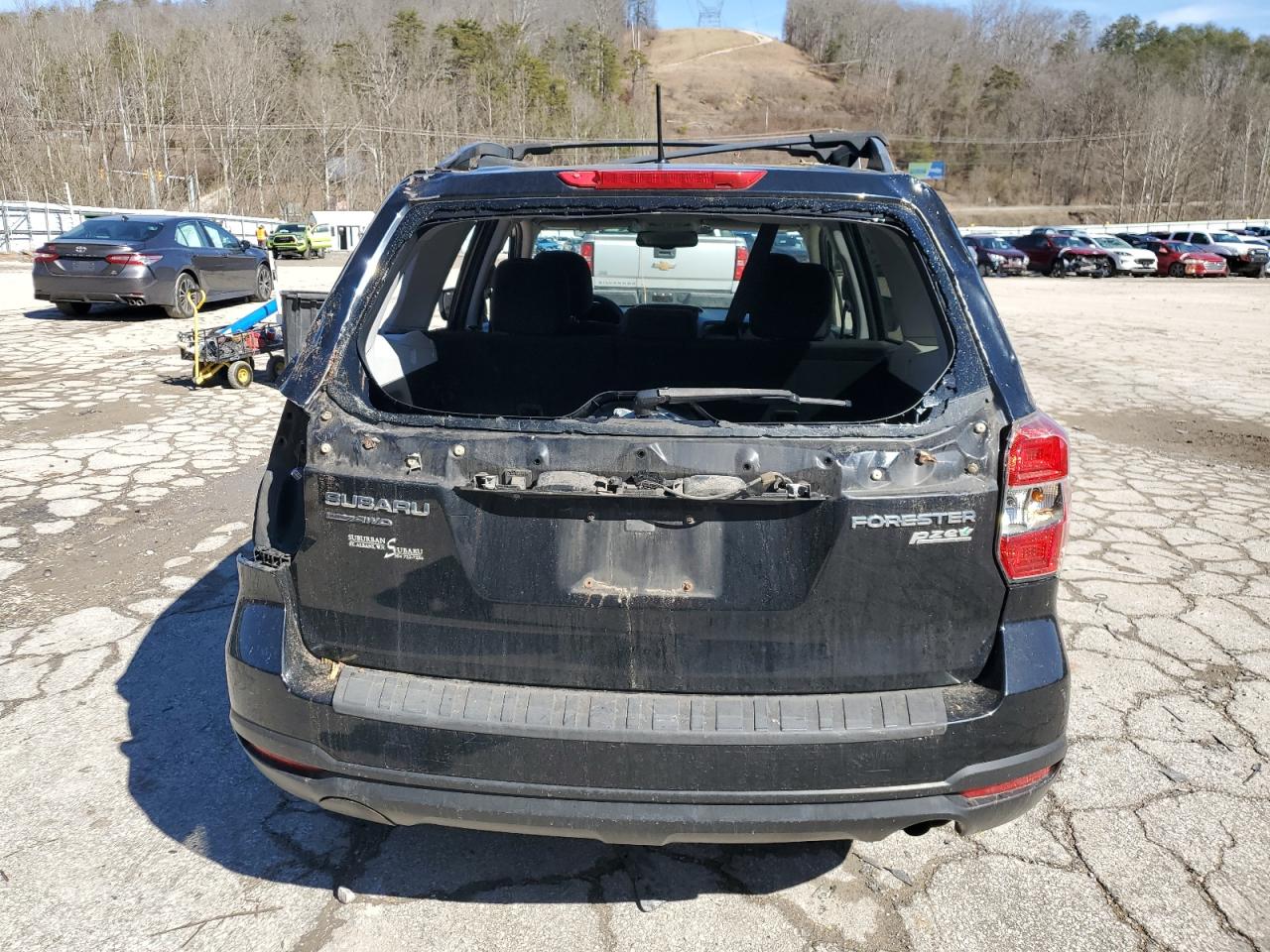 2015 Subaru Forester VIN JF2SJADCXFH412454 Copart auction photo, top/roof / rear end damage thumbnail 6