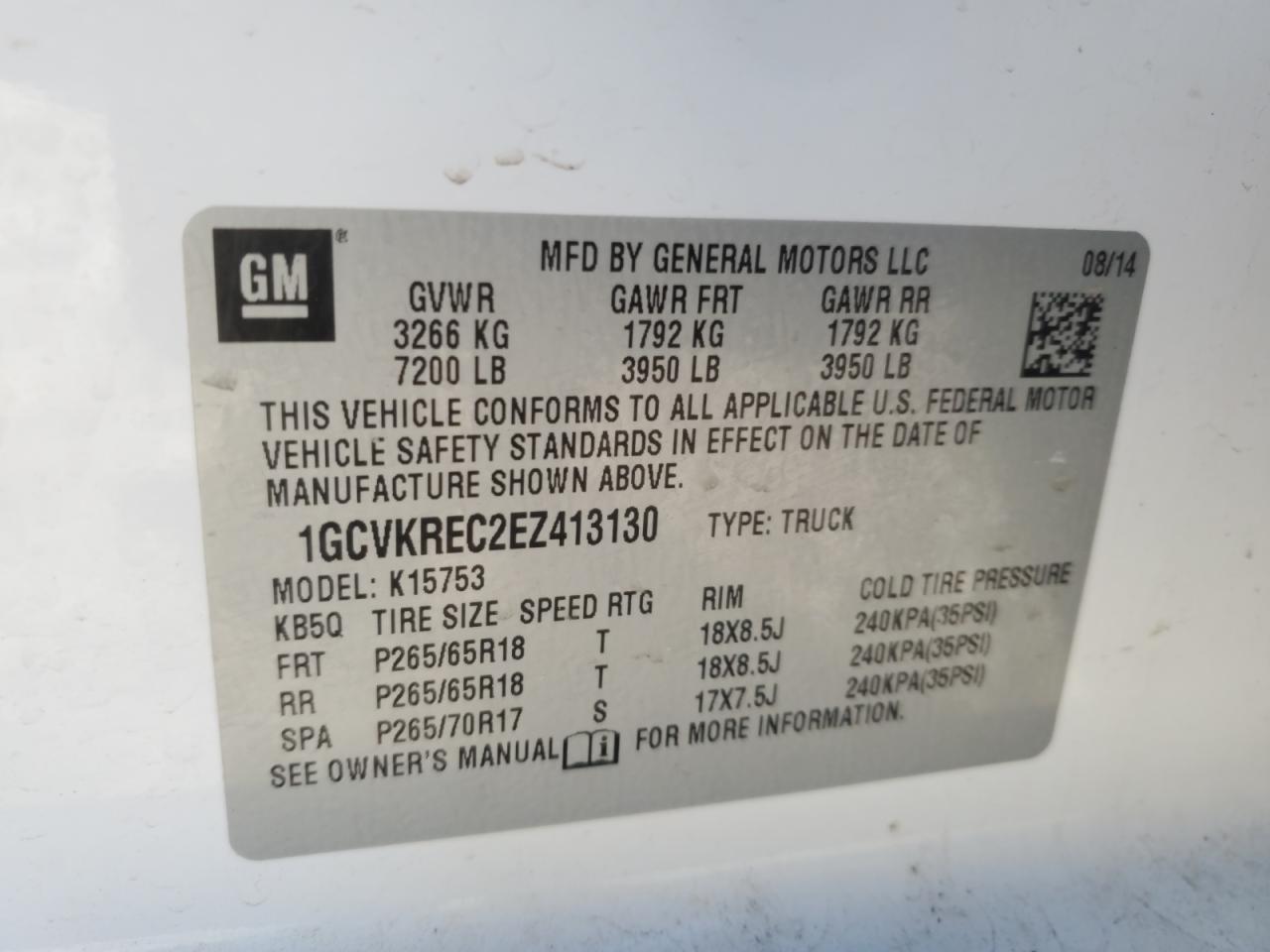 2014 Chevrolet Silverado VIN 1GCVKREC2EZ413130 Copart auction photo, front end damage thumbnail 12