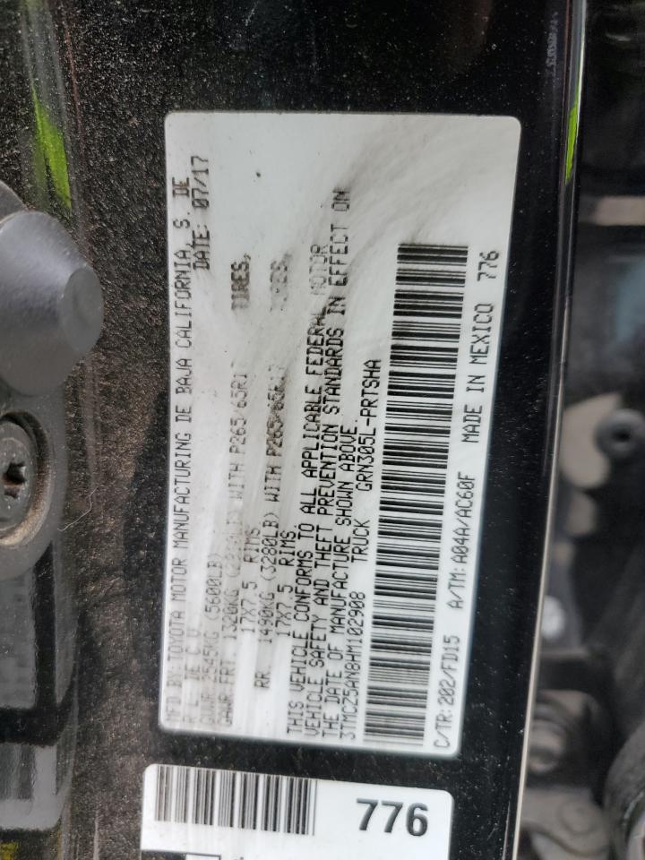 2017 Toyota Tacoma VIN 3TMCZ5AN8HM102908 Copart auction photo, front end damage thumbnail 12