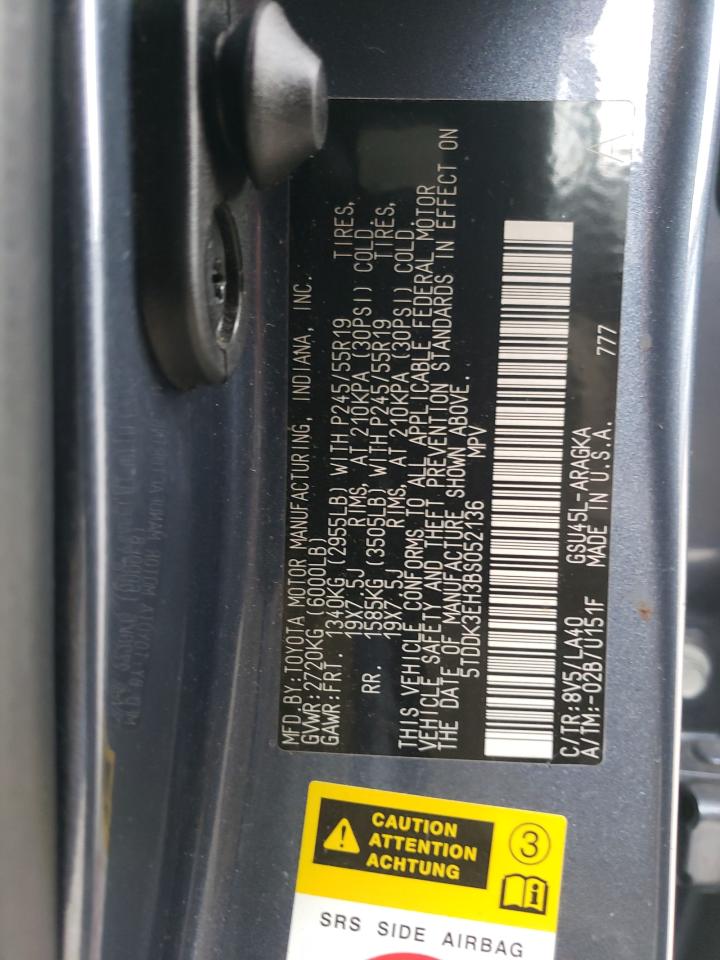 2011 Toyota Highlander VIN 5TDDK3EH3BS052136 Copart auction photo, front end damage thumbnail 15