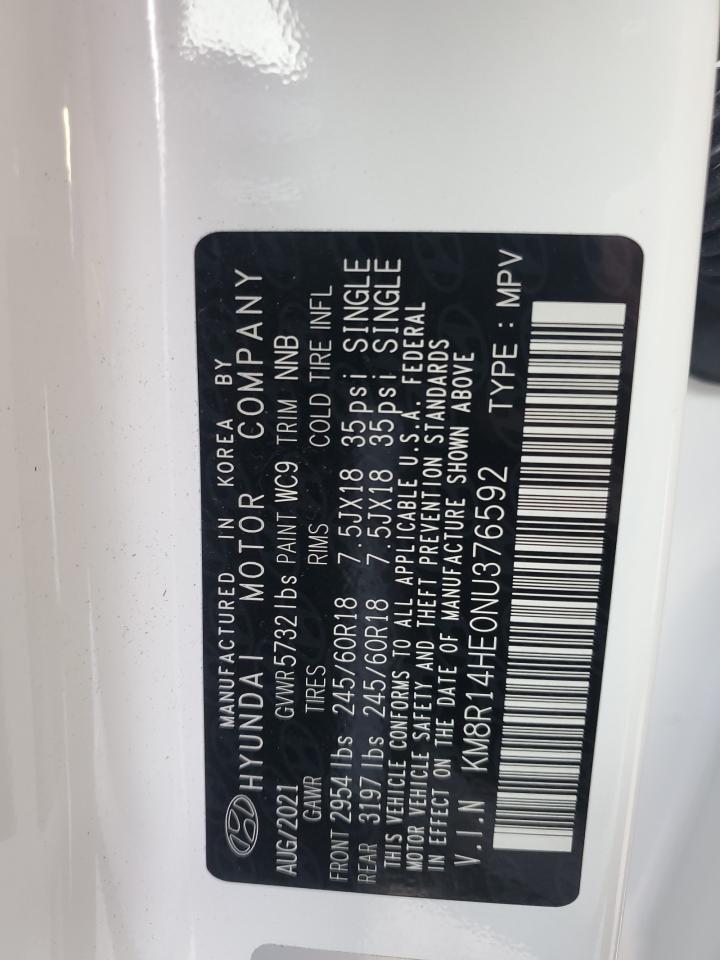 2022 Hyundai Palisade VIN KM8R14HE0NU376592 Copart auction photo, water/flood damage thumbnail 14