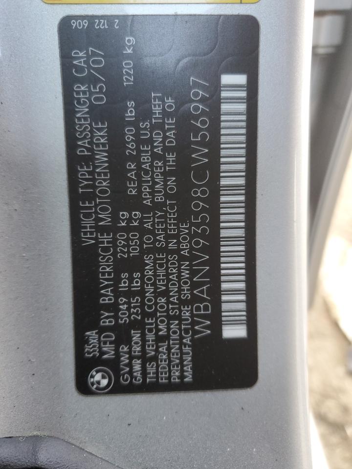 2008 BMW 5er VIN WBANV93598CW56997 Copart auction photo, all over damage thumbnail 15