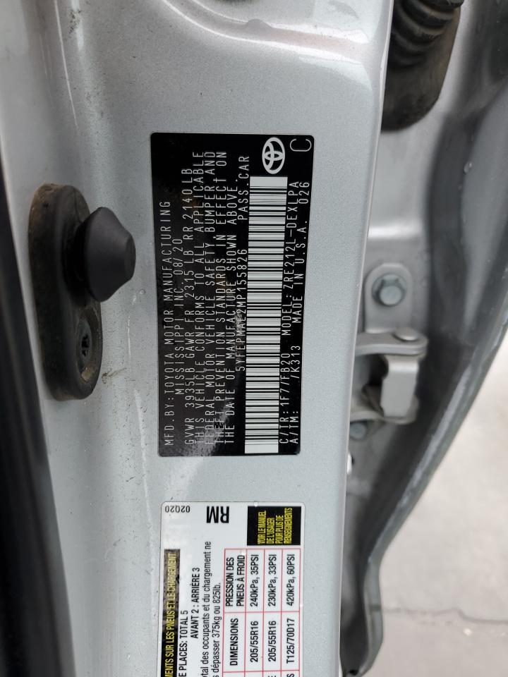 2021 Toyota Corolla VIN 5YFEPMAE2MP155826 Copart auction photo, front end / side damage thumbnail 12