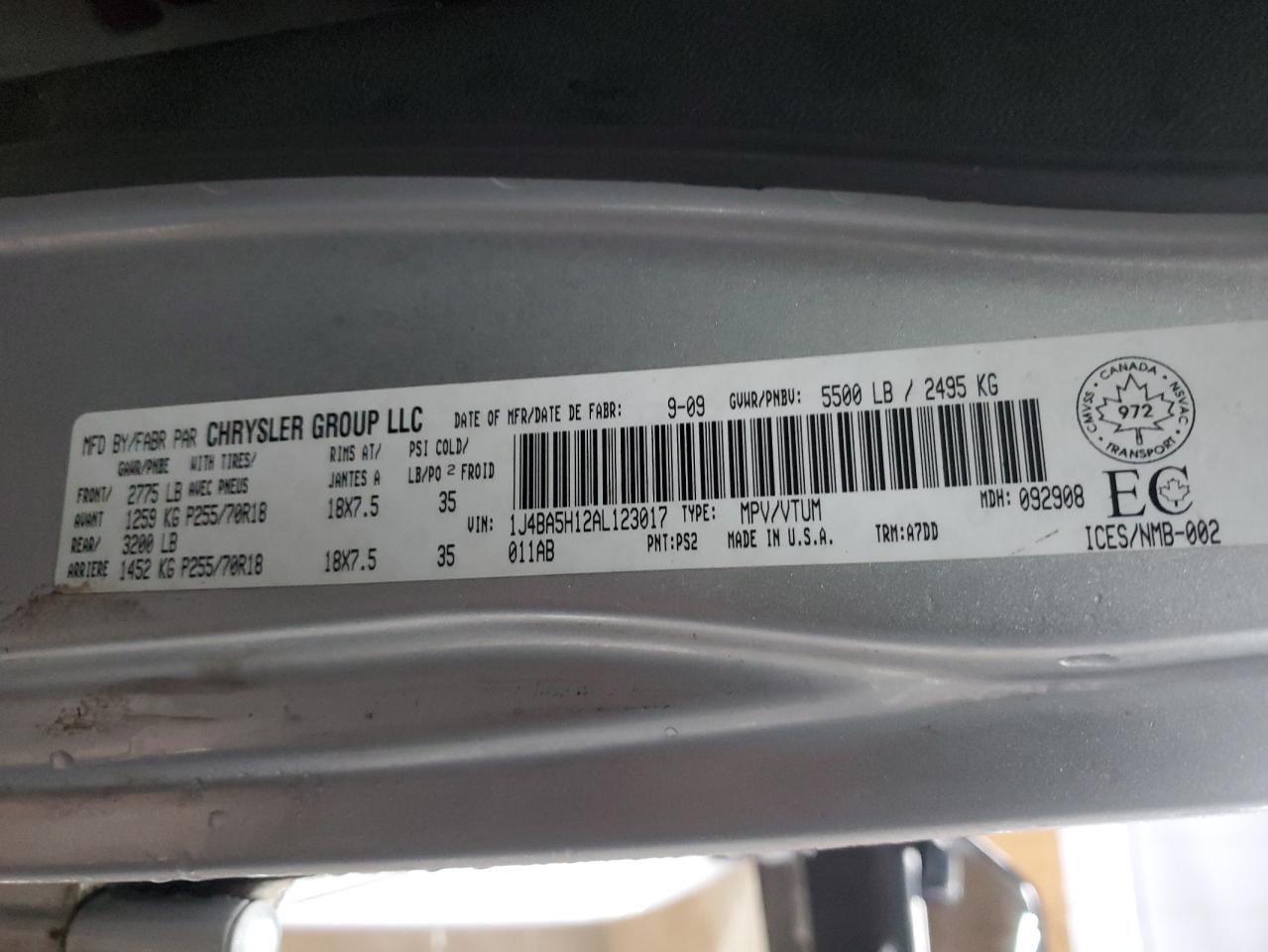 2010 Jeep Wrangler VIN 1J4BA5H12AL123017 Copart auction photo, rear end / side damage thumbnail 13