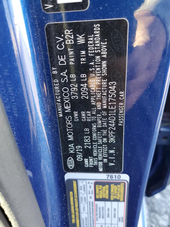 2020 KIA Forte VIN 3KPF24AD1LE175043 Copart auction photo, front end damage thumbnail 13