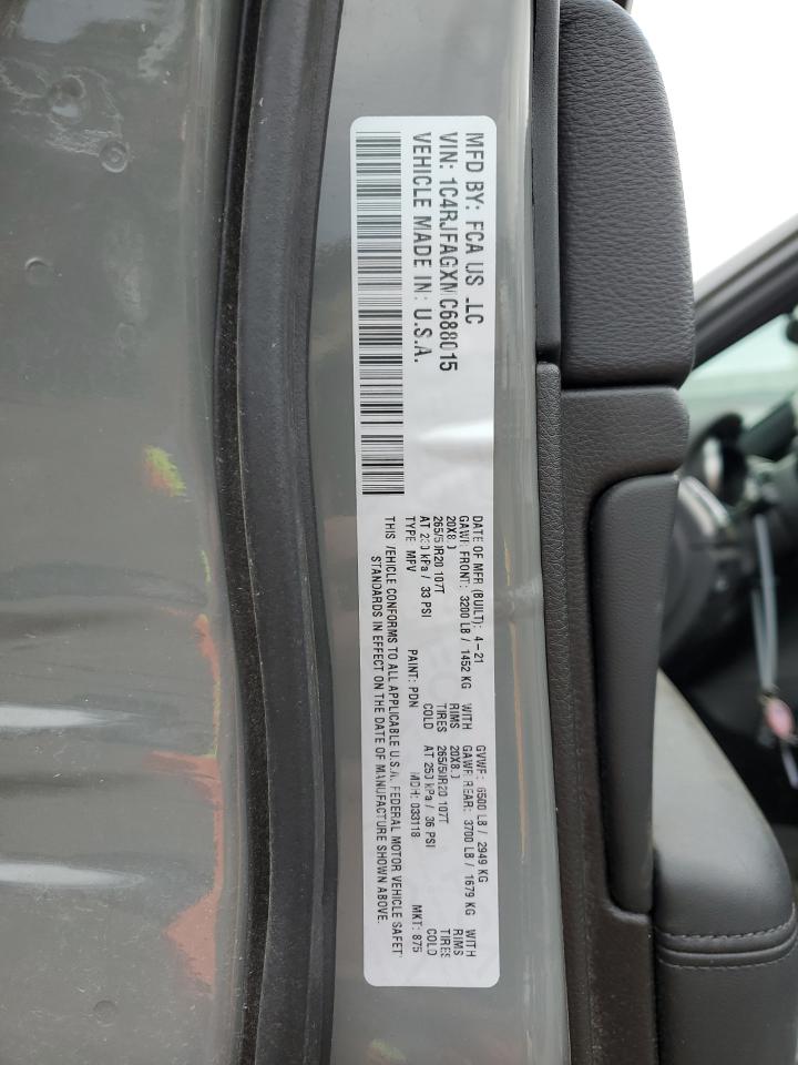 2021 Jeep Grand Cherokee VIN 1C4RJFAGXMC688015 Copart auction photo, front end / side damage thumbnail 14