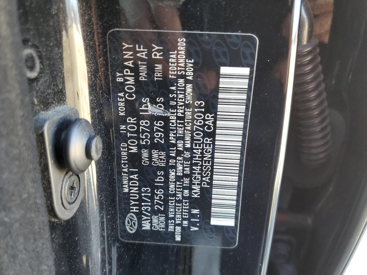 2014 Hyundai Equus VIN KMHGH4JH4EU076013 Copart auction photo, rear end / mechanical damage thumbnail 12