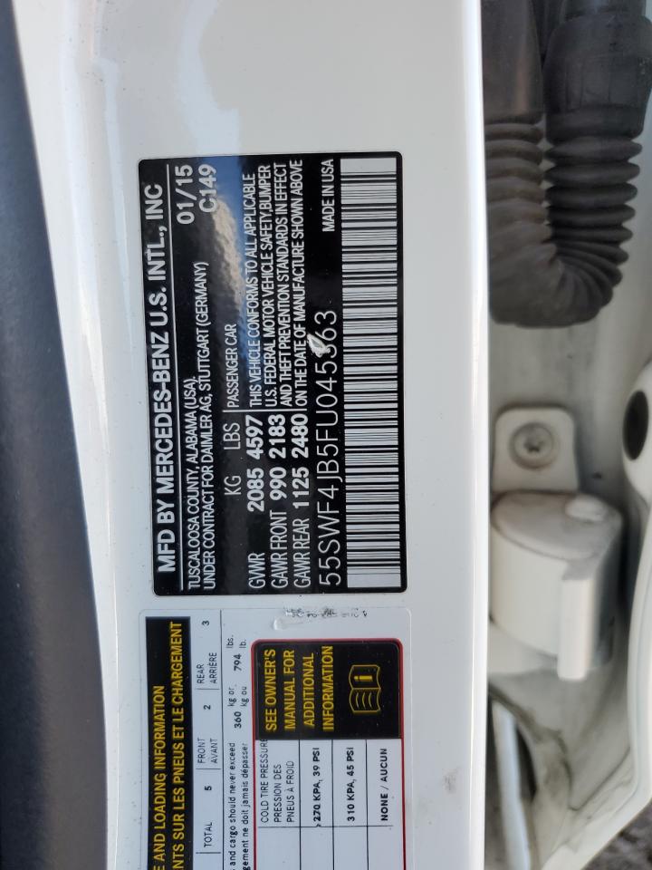 2015 Mercedes-Benz C-klasse VIN 55SWF4JB5FU045363 Copart auction photo, front end / side damage thumbnail 14