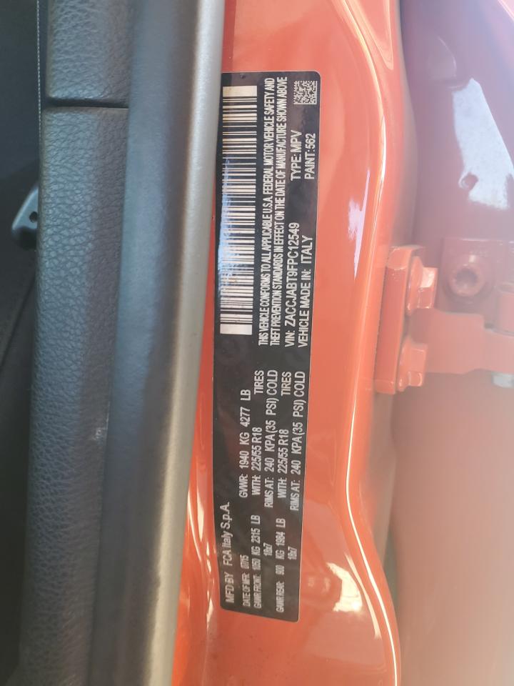 2015 Jeep Renegade VIN ZACCJABT9FPC12549 Copart auction photo, front end / minor dent/scratches damage thumbnail 13