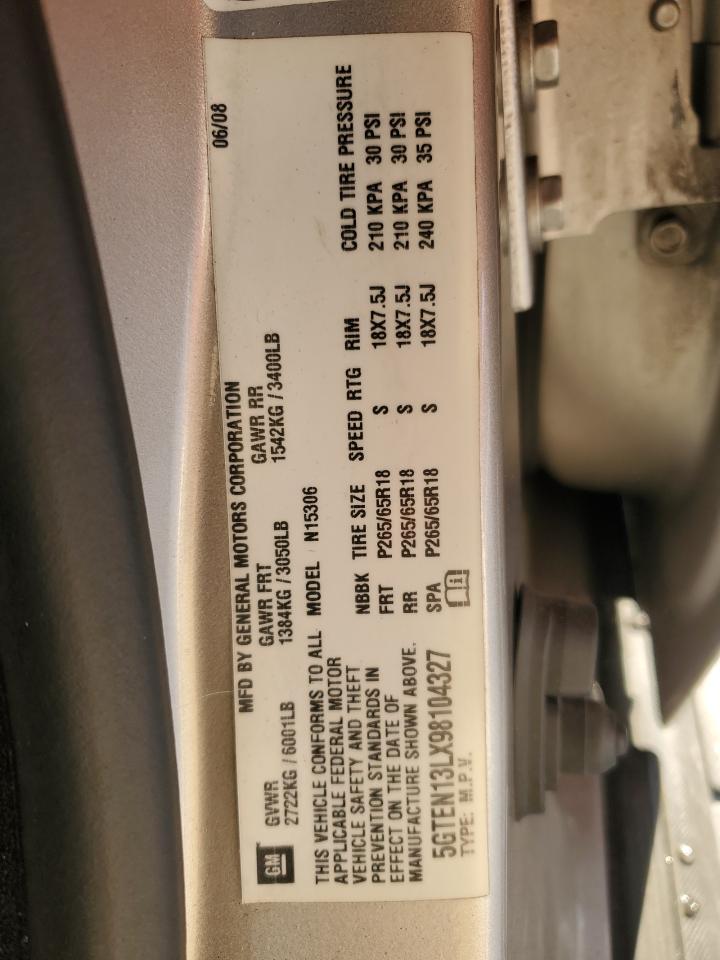 2009 Hummer H3 VIN 5GTEN13LX98104327 Copart auction photo, side / undercarriage damage thumbnail 15