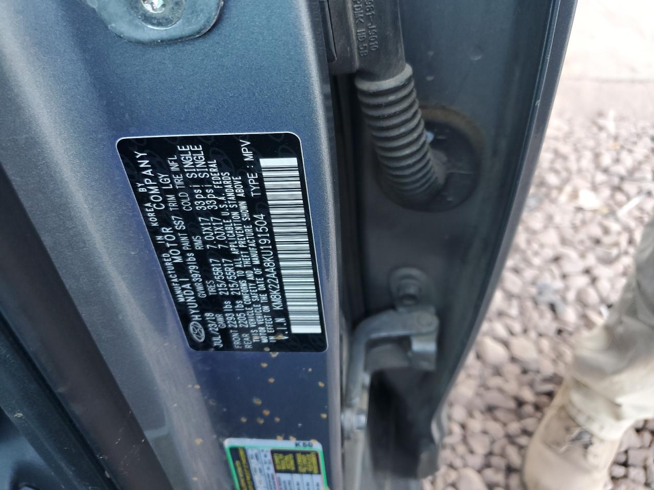 2019 Hyundai Kona VIN KM8K22AA8KU191504 Copart auction photo, front end damage thumbnail 14