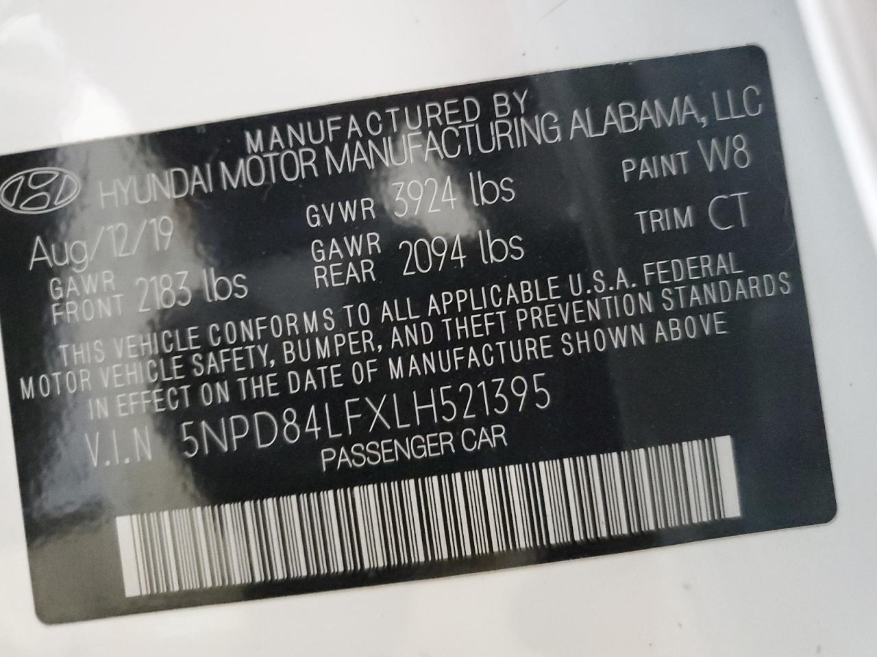 2020 Hyundai Elantra VIN 5NPD84LFXLH521395 Copart auction photo, rear end / front end damage thumbnail 13