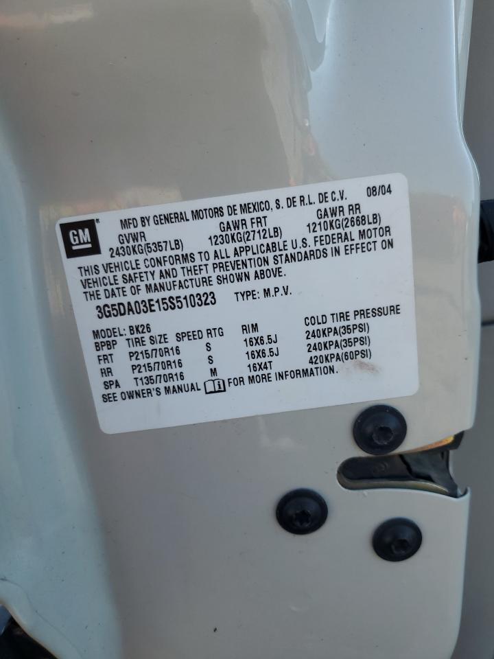 2005 Buick Rendezvous VIN 3G5DA03E15S510323 Copart auction photo, all over damage thumbnail 13