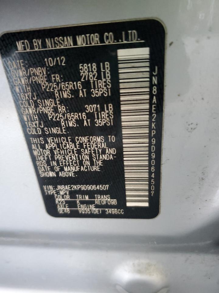2013 Nissan Quest VIN JN8AE2KP9D9064507 Copart auction photo, front end damage thumbnail 13