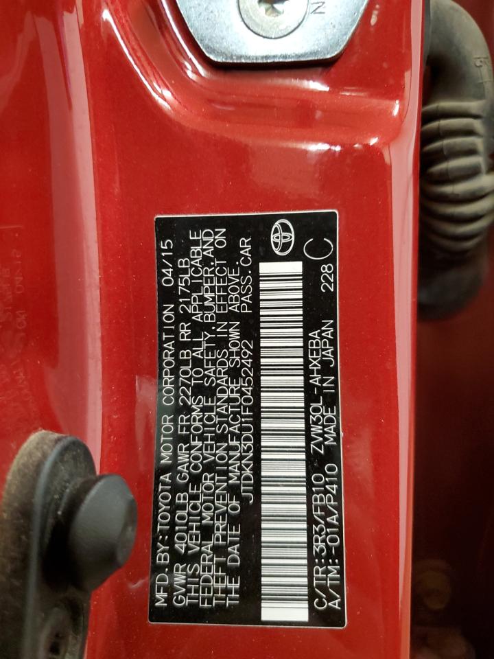 2015 Toyota Prius VIN JTDKN3DU1F0452492 Copart auction photo, side / front end damage thumbnail 13