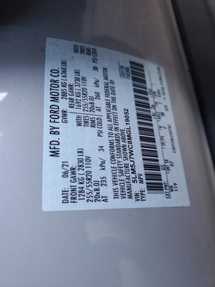2021 Lincoln Aviator VIN 5LM5J7WC8MGL19052 Copart auction photo, side damage thumbnail 13