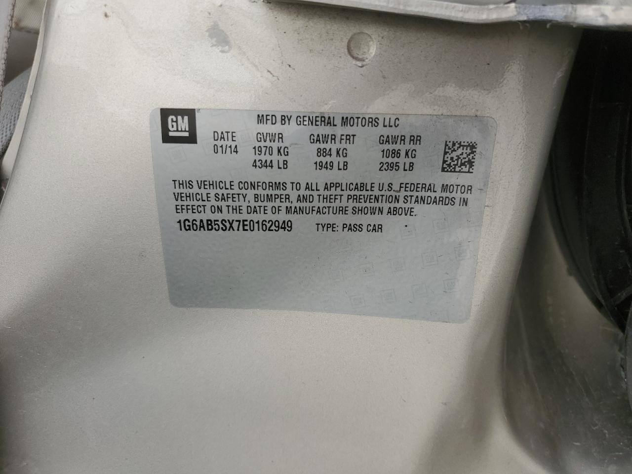 2014 Cadillac ATS VIN 1G6AB5SX7E0162949 Copart auction photo, all over damage thumbnail 12