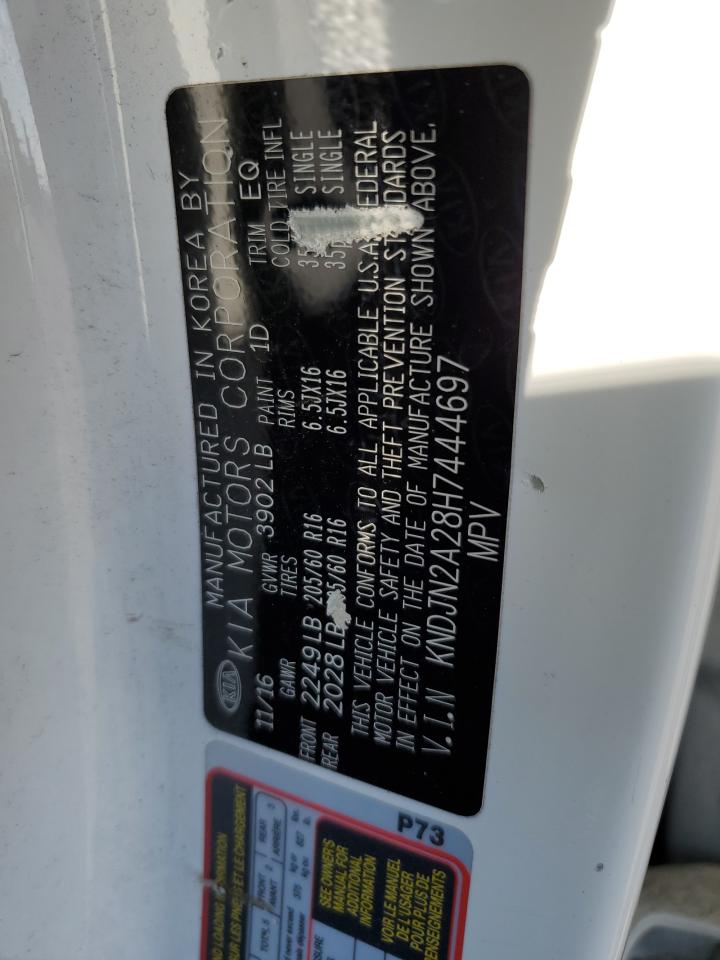 2017 KIA Soul VIN KNDJN2A28H7444697 Copart auction photo, front end damage thumbnail 13