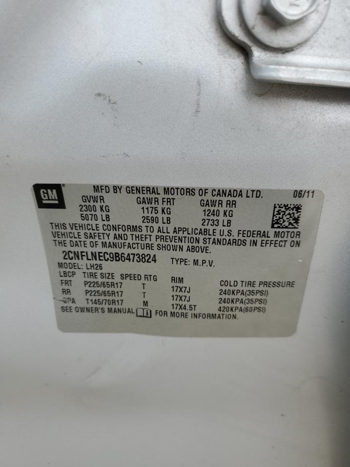 2011 Chevrolet Equinox VIN 2CNFLNEC9B6473824 Copart auction photo, all over damage thumbnail 13
