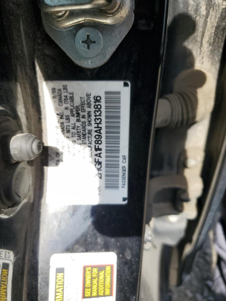 2010 Honda Civic VIN 2HGFA1F89AH313816 Copart auction photo, rear end damage thumbnail 12