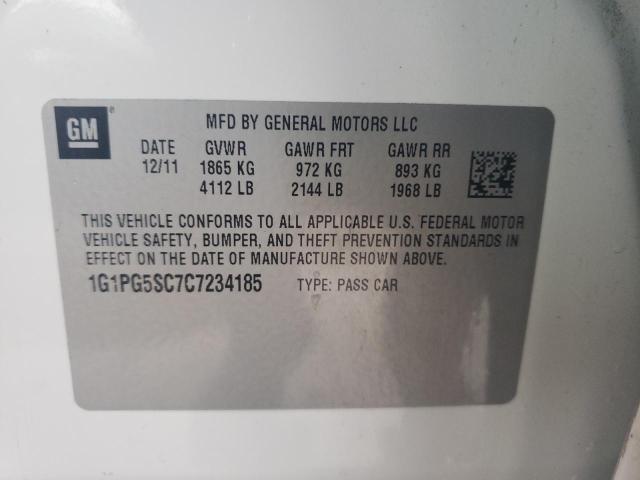 2012 Chevrolet Cruze VIN 1G1PG5SC7C7234185 Copart auction photo, front end damage thumbnail 12