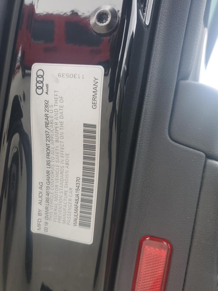 2018 Audi A4 VIN WAULMAF48JA154370 Copart auction photo, rear end damage thumbnail 12