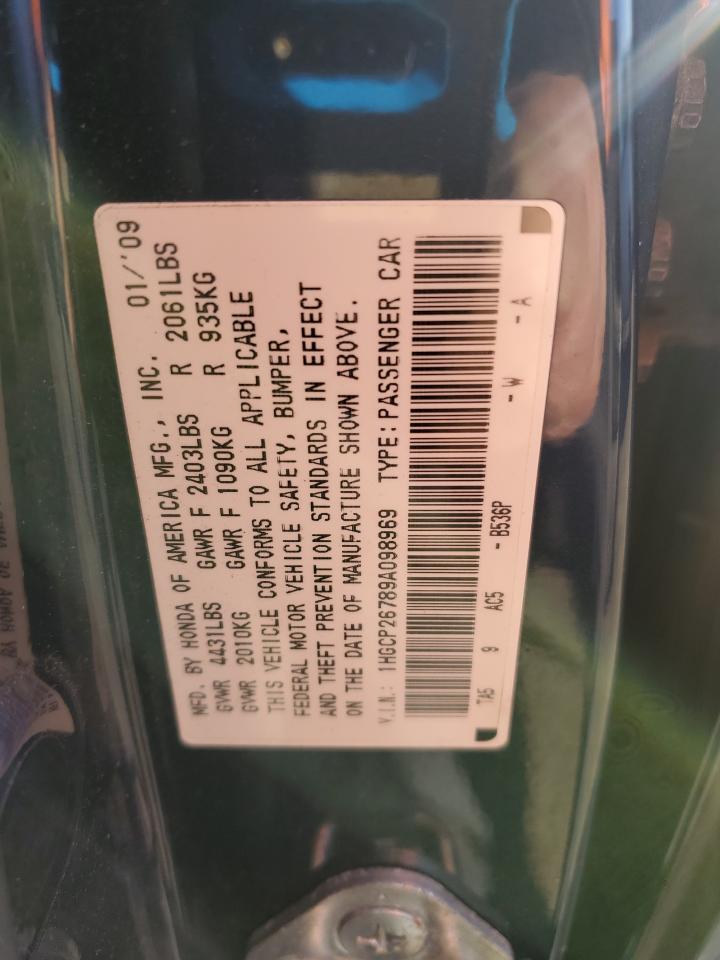 2009 Honda Accord VIN 1HGCP26789A098969 Copart auction photo, front end / undercarriage damage thumbnail 14