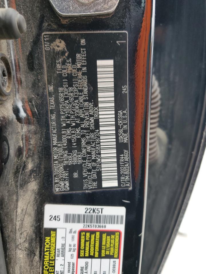 2011 Toyota Tundra VIN 5TFUW5F15BX187324 Copart auction photo, minor dent/scratches damage thumbnail 12