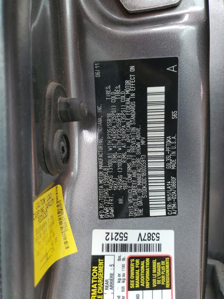 2011 Toyota Sienna VIN 5TDDK3DC1BS025913 Copart auction photo, all over damage thumbnail 13