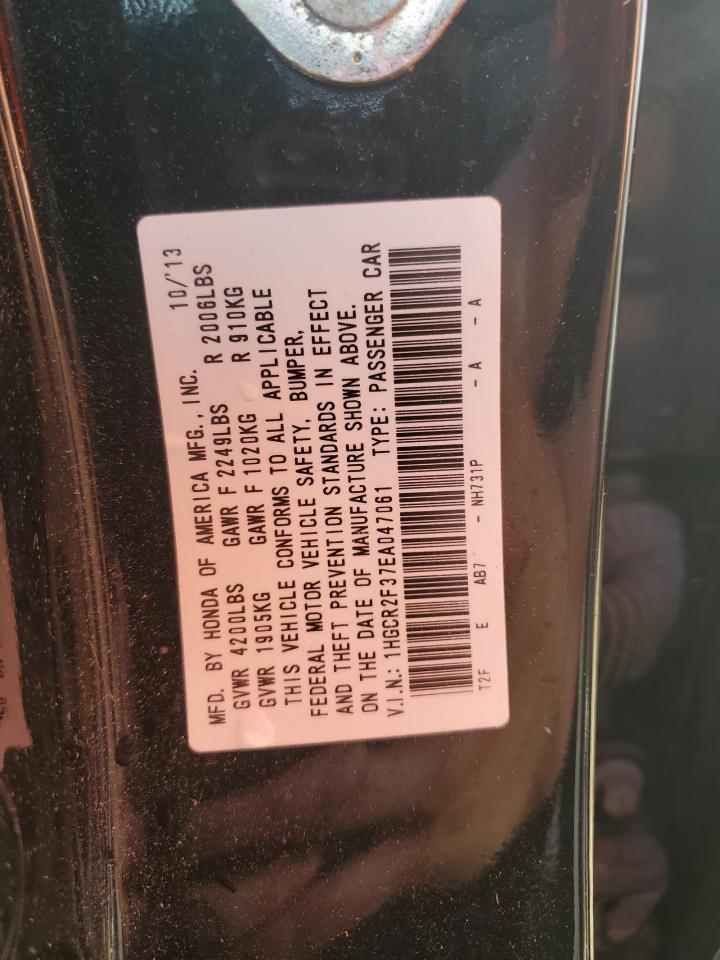 2014 Honda Accord VIN 1HGCR2F37EA047061 Copart auction photo, water/flood damage thumbnail 13