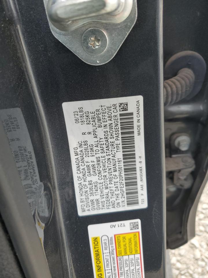 2023 Honda Civic VIN 2HGFE2F20PH561161 Copart auction photo, front end / mechanical damage thumbnail 15