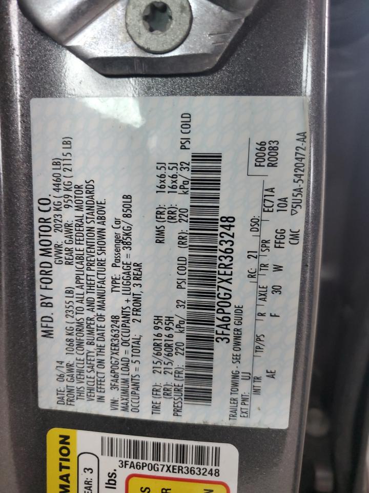 2014 Ford Fusion VIN 3FA6P0G7XER363248 Copart auction photo, side / front end damage thumbnail 12