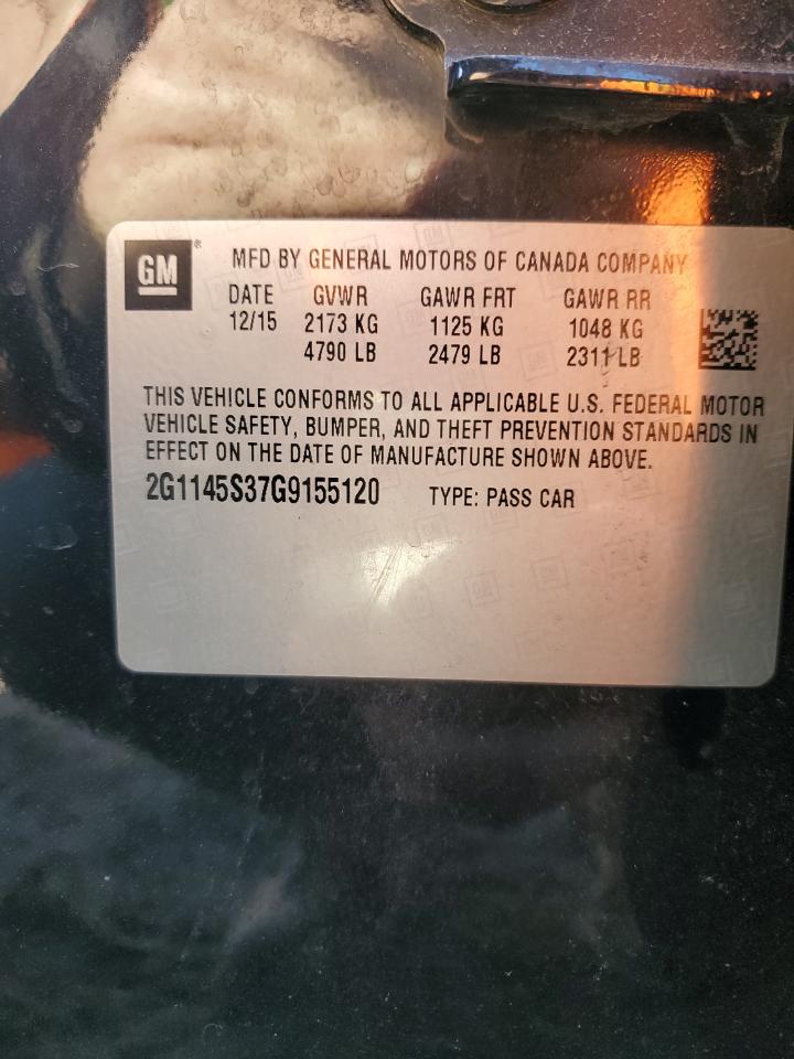 2016 Chevrolet Impala VIN 2G1145S37G9155120 Copart auction photo, side / front end damage thumbnail 12