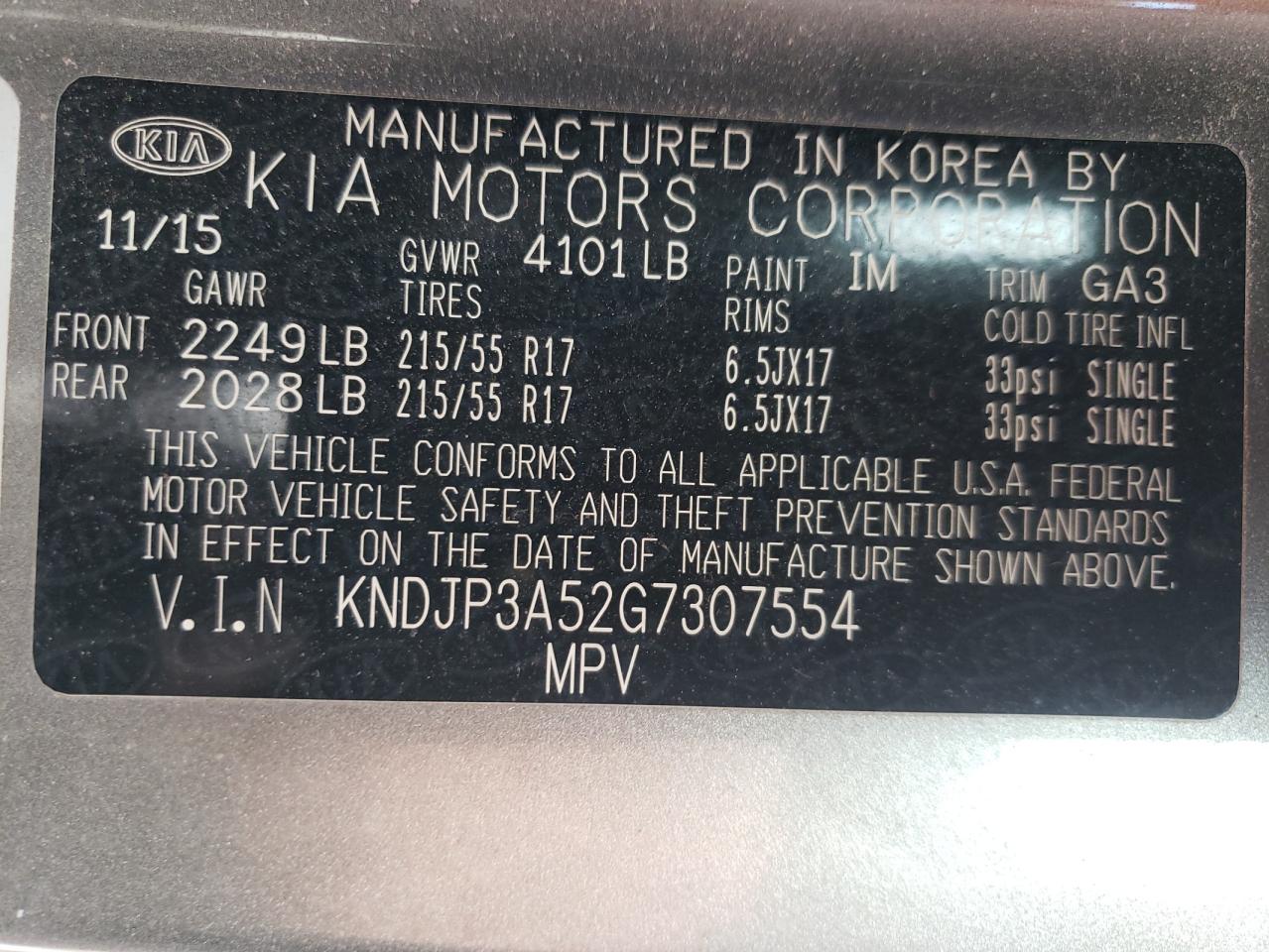 2016 KIA Soul VIN KNDJP3A52G7307554 Copart auction photo, front end / minor dent/scratches damage thumbnail 13