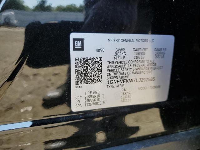 2020 Chevrolet Traverse VIN 1GNEVFKW7LJ292585 Copart auction photo, side damage thumbnail 13
