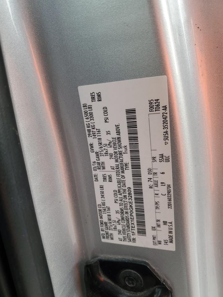 2016 Ford F-150 VIN 1FTEX1EP0GKE32809 Copart auction photo, front end damage thumbnail 12