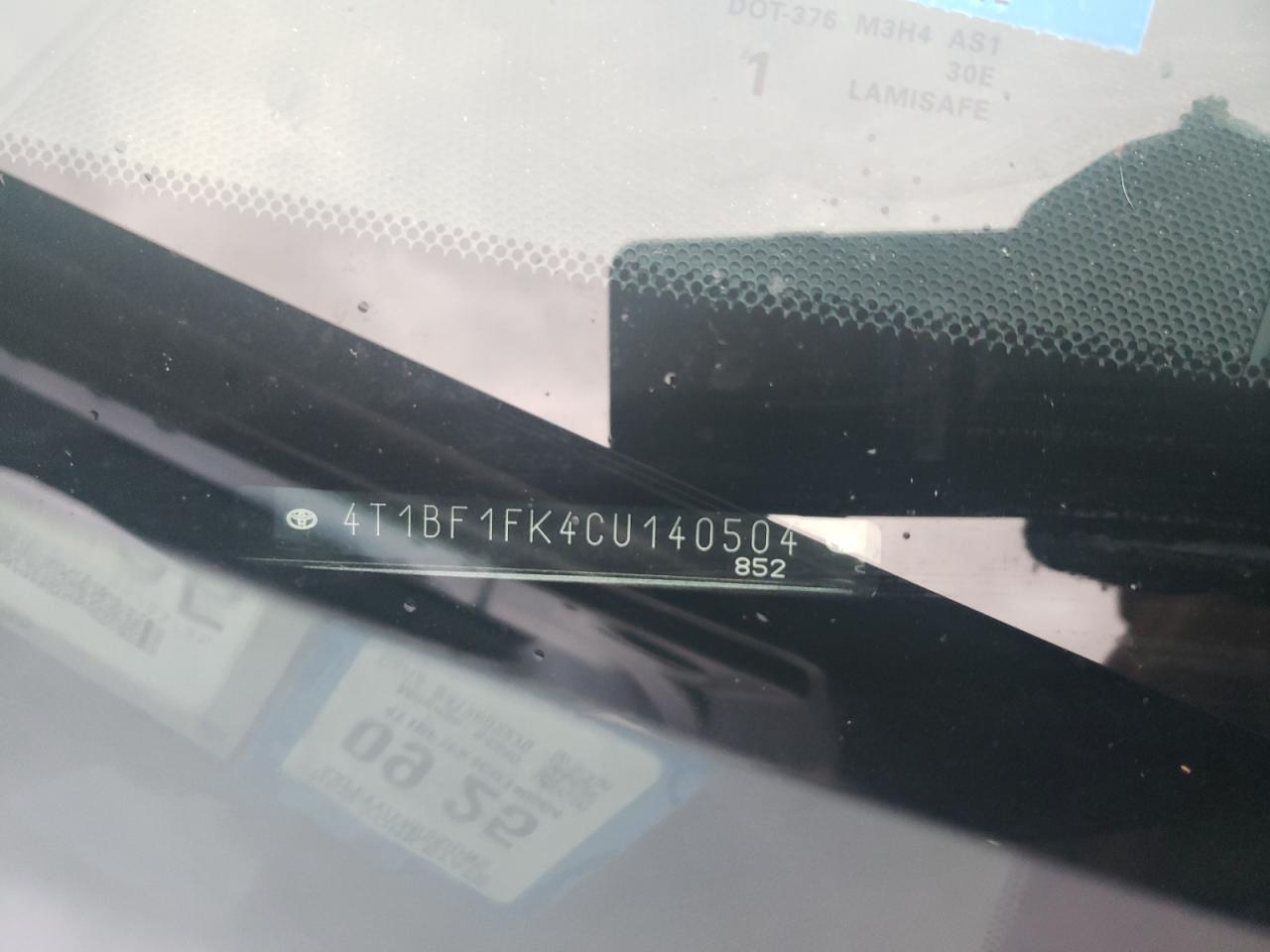 2012 Toyota Camry VIN 4T1BF1FK4CU140504 Copart auction photo, side / front end damage thumbnail 10