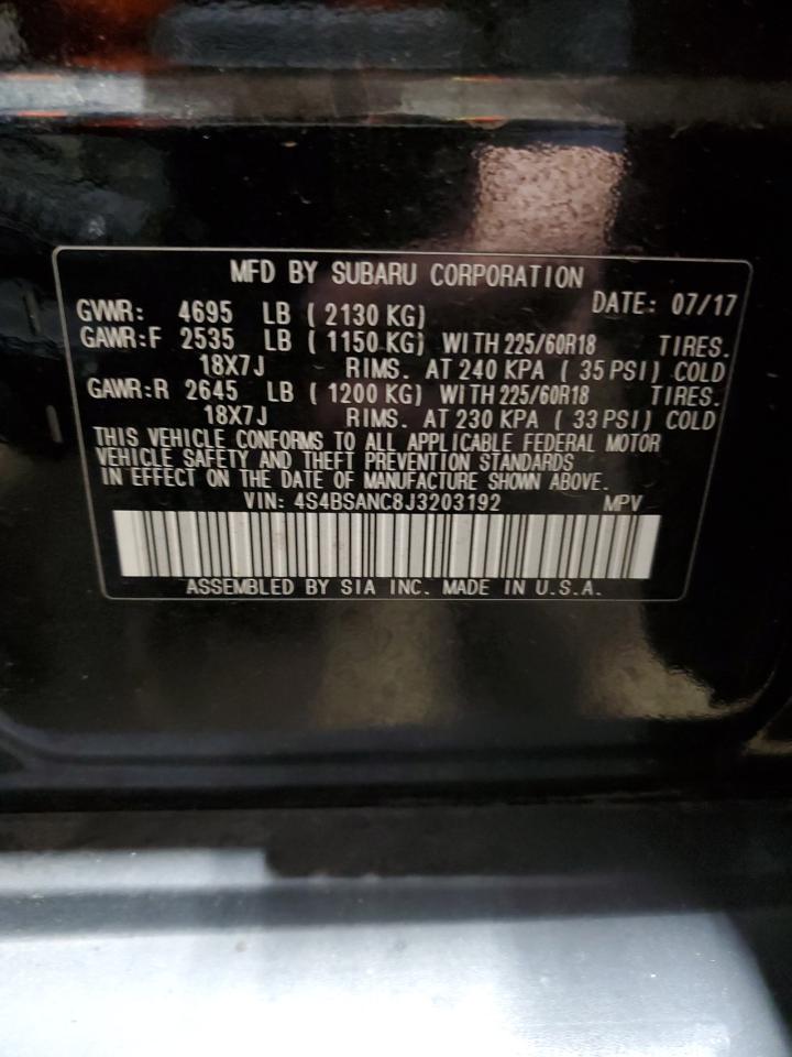 2018 Subaru Outback VIN 4S4BSANC8J3203192 Copart auction photo, rollover damage thumbnail 15