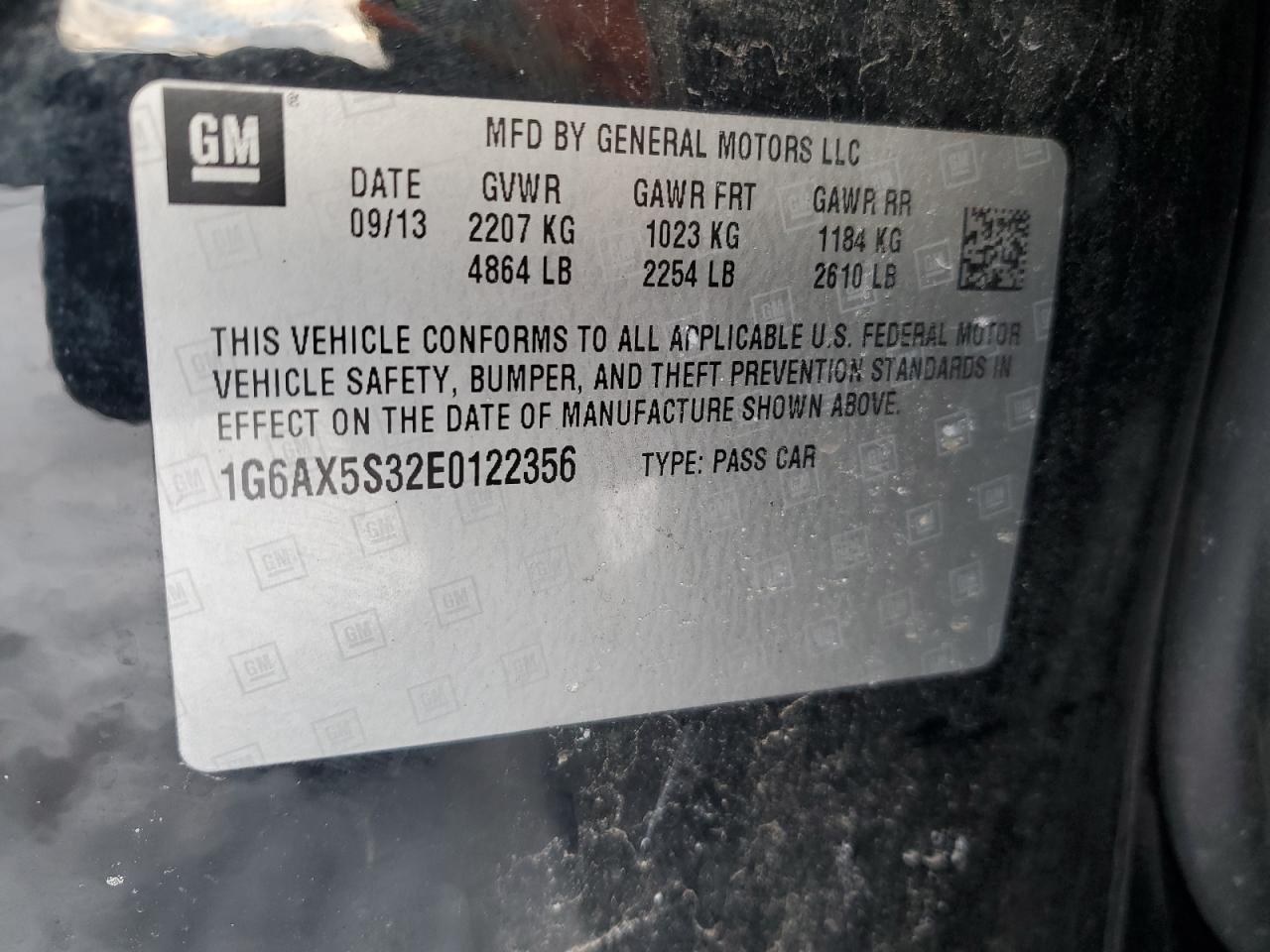 2014 Cadillac CTS VIN 1G6AX5S32E0122356 Copart auction photo, front end damage thumbnail 12