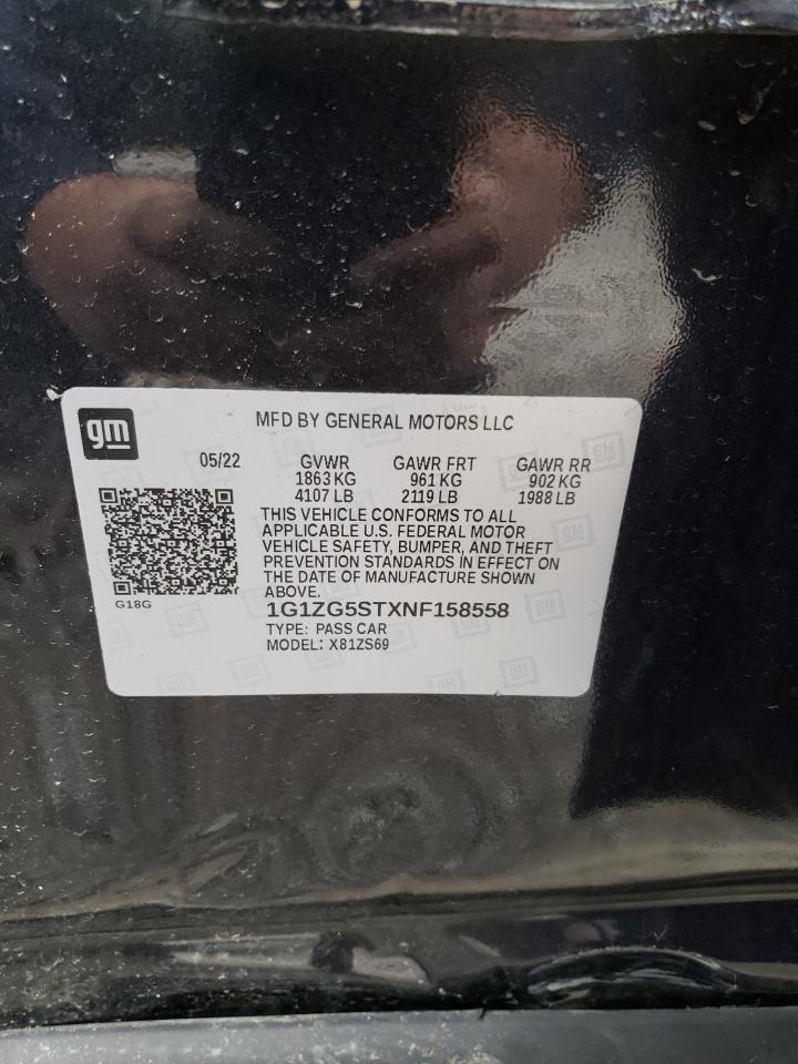 2022 Chevrolet Malibu VIN 1G1ZG5STXNF158558 Copart auction photo, side / front end damage thumbnail 12