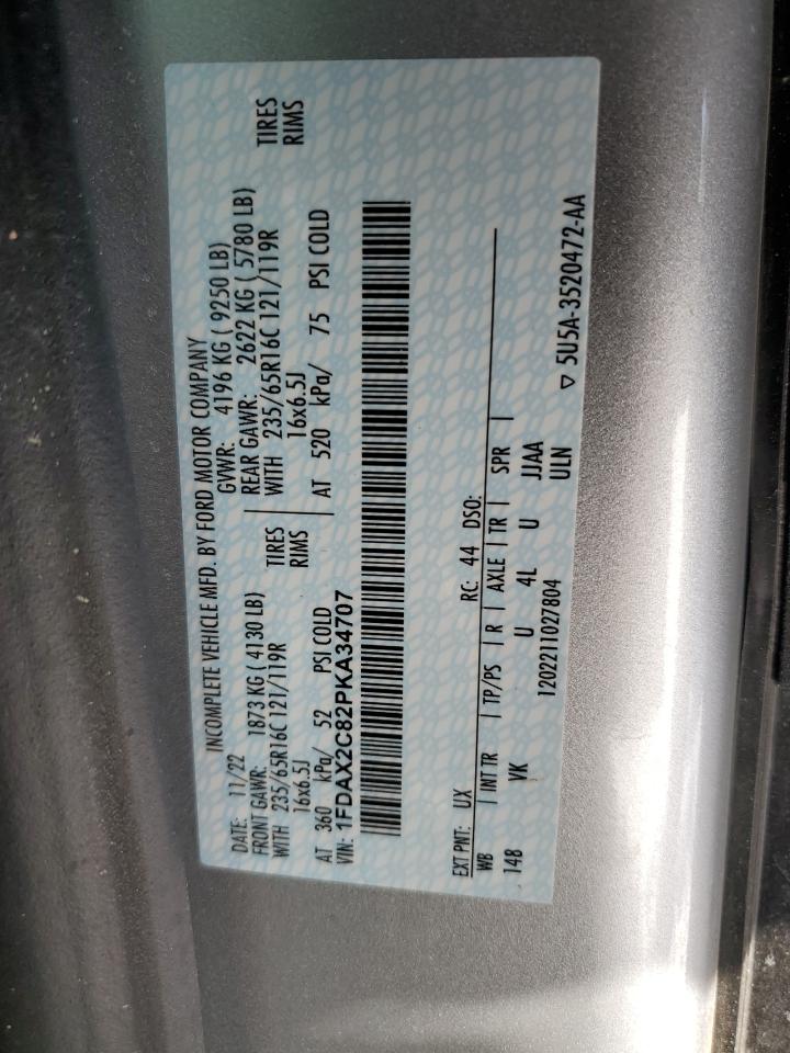 2023 Ford Transit VIN 1FDAX2C82PKA34707 Copart auction photo, all over damage thumbnail 10
