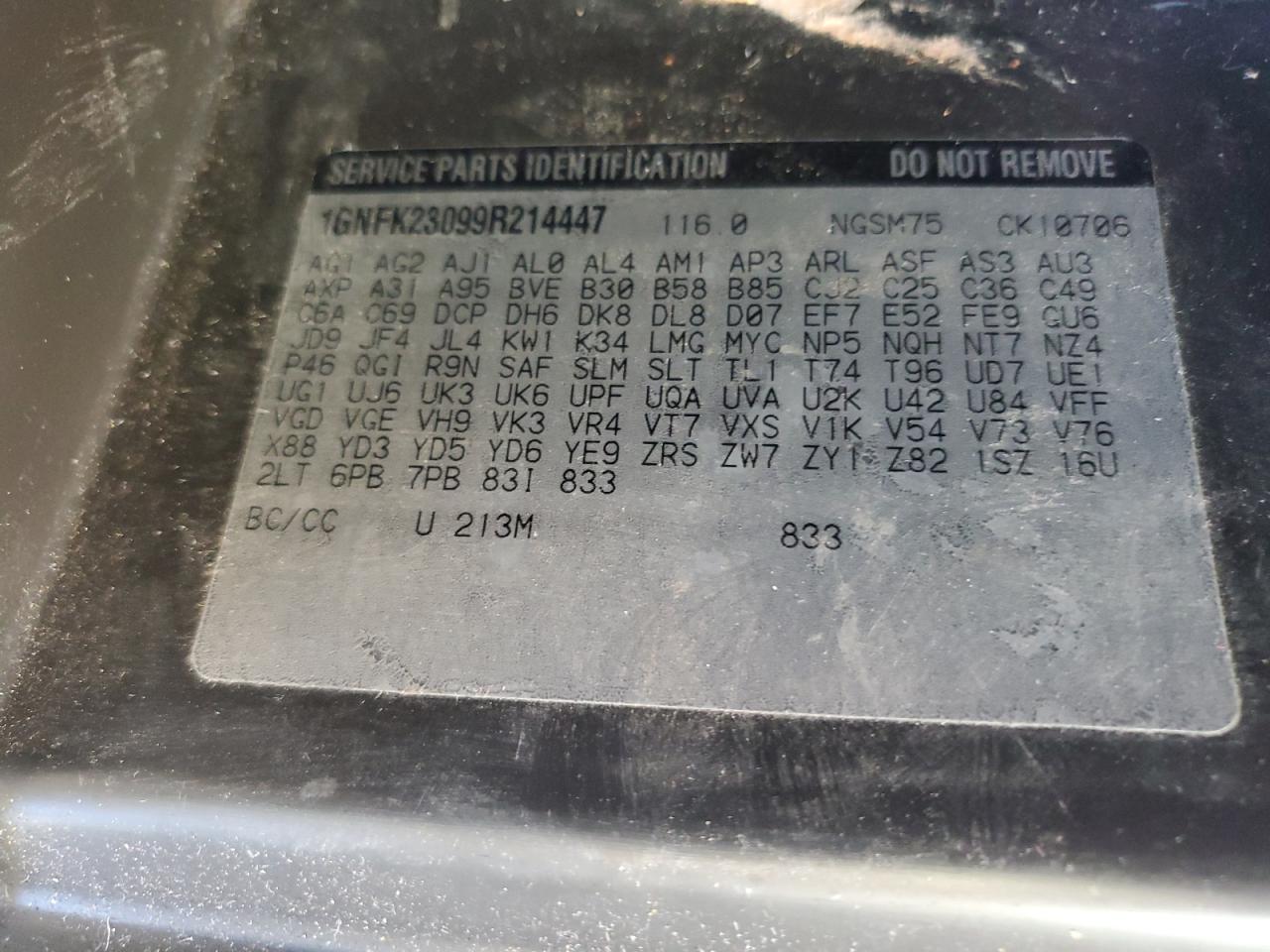 2009 Chevrolet Tahoe VIN 1GNFK23099R214447 Copart auction photo, front end damage thumbnail 16