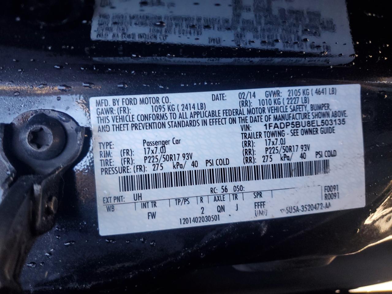 2014 Ford C-MAX VIN 1FADP5BU8EL503135 Copart auction photo, rollover damage thumbnail 13