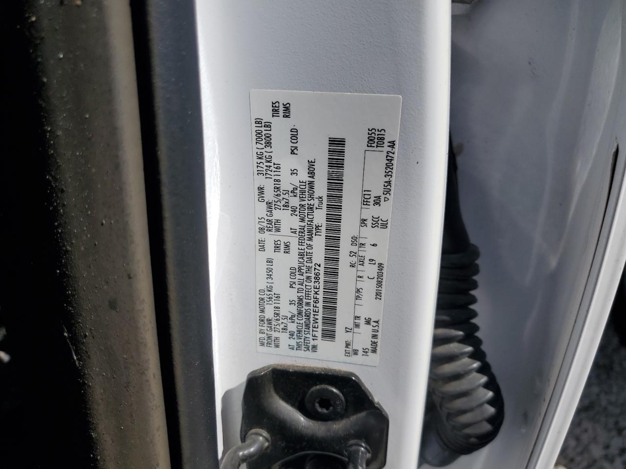 2015 Ford F-150 VIN 1FTEW1EF6FKE38672 Copart auction photo, burn damage thumbnail 12